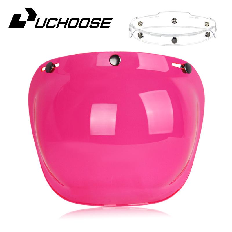 Authentic Bubble Mirror Motorcycle Helmet Three Button Type Retro Style Helmet Lenses Bubble Shield Visors Helmet Accessories