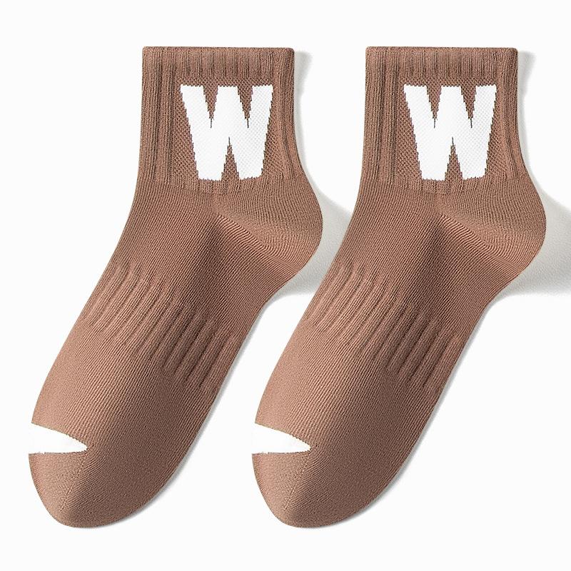 Men's and Women's Spring and Autumn Lettered Comfortable Antibacterial and Deodorizing Sports Short Socks