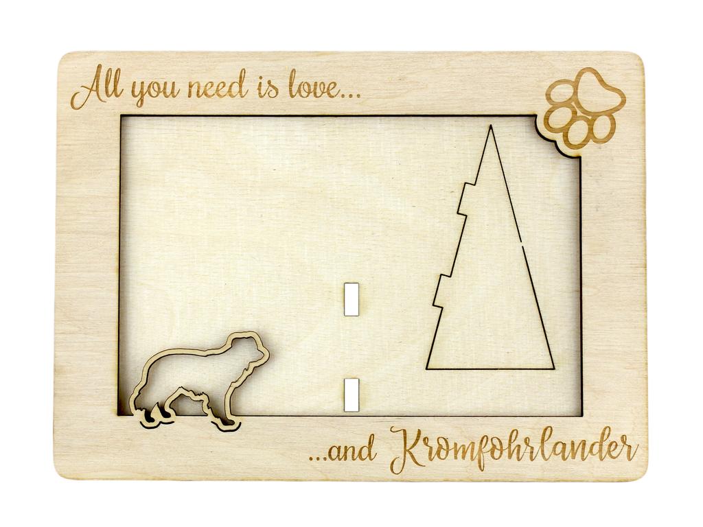 Kromfohrländer, Kromi – Photo frame, engraved wooden frame | Art-Dog
