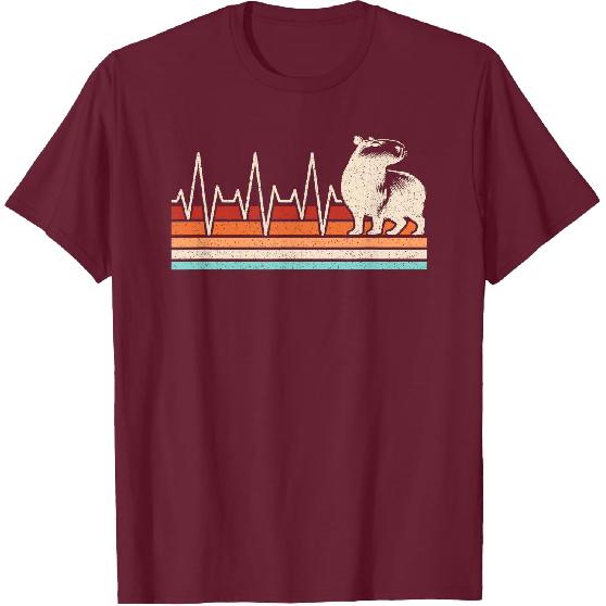 Funny Capybara Heartbeat Retro Capybara Lover Men T-Shirt