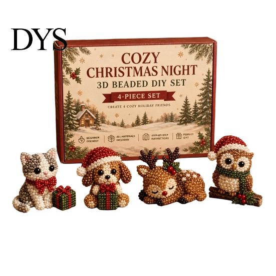 Sauberes, schmutzfreies Bastel-3D-Perlen-DIY-Set, Lebensechtes Weihnachtstier-Perlen-Set, Kreatives DIY-Kunst- und Bastelset, Handgefertigtes, Einfaches Stickset für