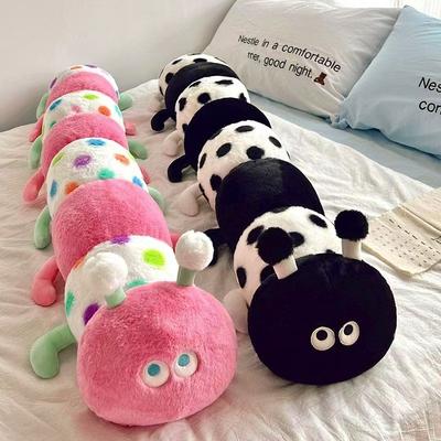 New Cute Polka Dot Caterpillar Doll Sleeping Pinch Throw Pillow Plush Toy Sleeping Backrest Doll Gift