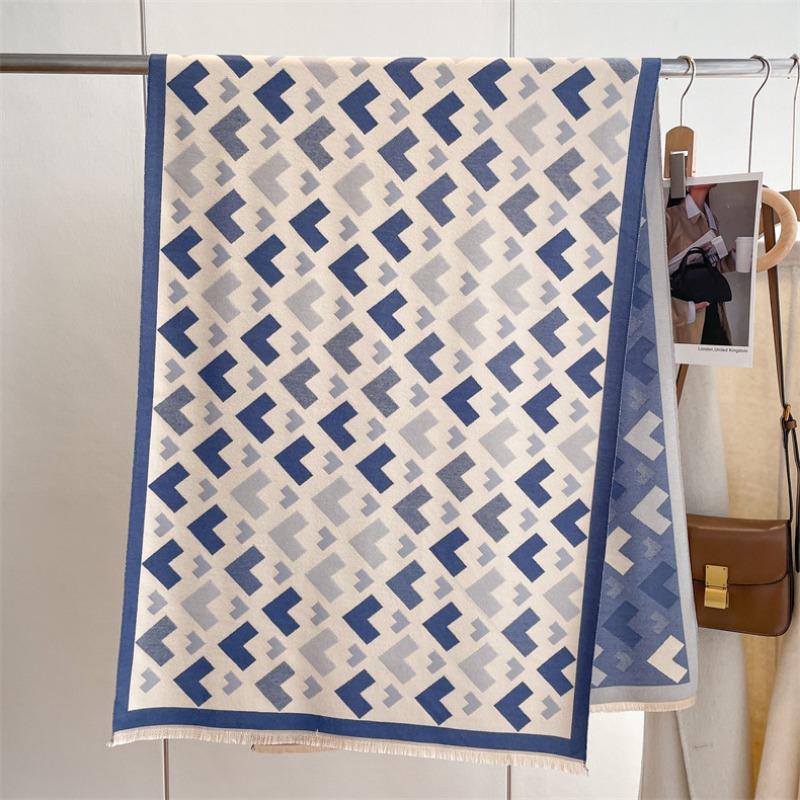 Winter Geometric Imitation Cashmere Scarf Atmosphere Thickened Warm Versatile Windproof Scarf Sweet Student Shawl