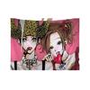 1Pc Anime Girls Tapestry 2D Polyester Flat Print Pink Wall Hanging Decor For Bedroom Living Room Dorm Gift