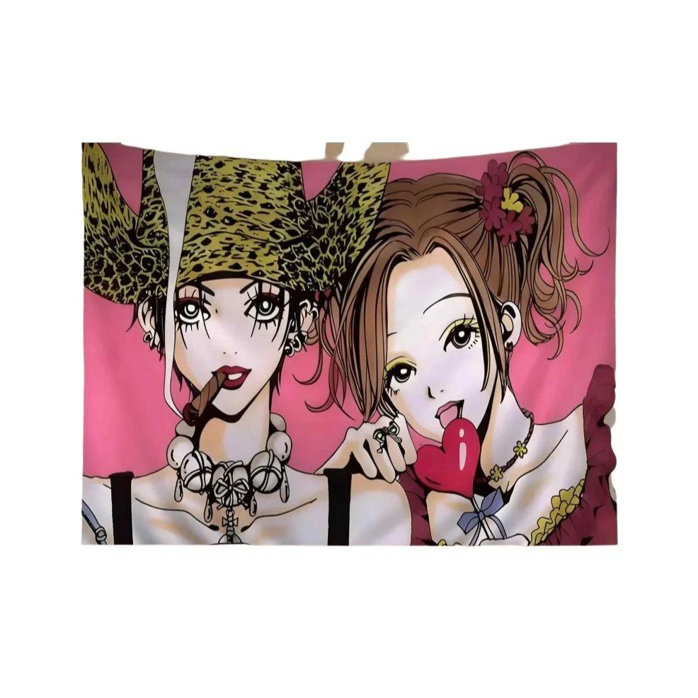 1Pc Anime Girls Tapestry 2D Polyester Flat Print Pink Wall Hanging Decor For Bedroom Living Room Dorm Gift