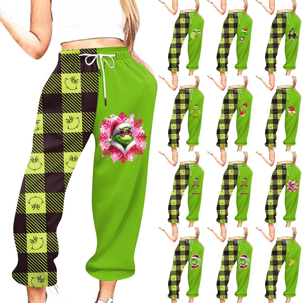 Women's Casual Fashion Christmas Printed Casual Sweatpants Elastic Waist Drawstring Pants