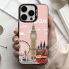 L-London Bus England Big B-Ben  Phone Case For iPhone17,16,15,14,13,12,11 Plus,Pro Max Candy Silver Plated Inside Cover