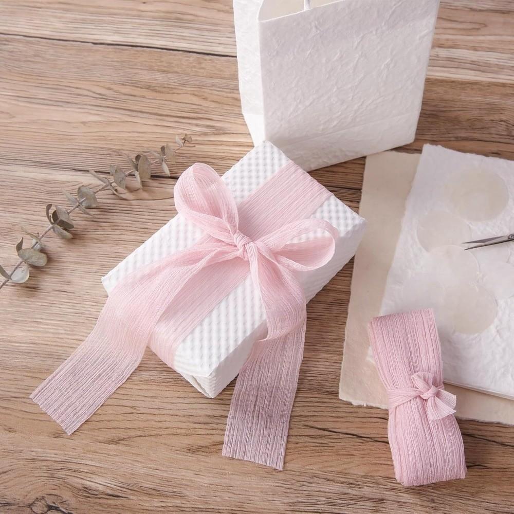 1.6In X 5 Yards 4cm Silk Chiffon Ribbons Bridal Bouquets Cake Packaging Ruffled Gauze Ribbon Handmade Bows DIY Handicrafts