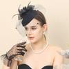 Vintage Style Handmade Large Veil Women Feather Hair Fascinator Hat Wedding Mesh Short Gloves for Bridal Accessories