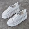 Little white shoes women's 2025 spring and summer hollow women's shoes simple and breathable 33-34 small size shoes thick sole inner height increase 