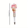 6pcs HelloKitty Sanrio Cartoon Anime Kuromi Water Diamond Rotating Neutral Pen Sanrio Beaded Ballpoint Pen Student Learning Supplies Gift Back