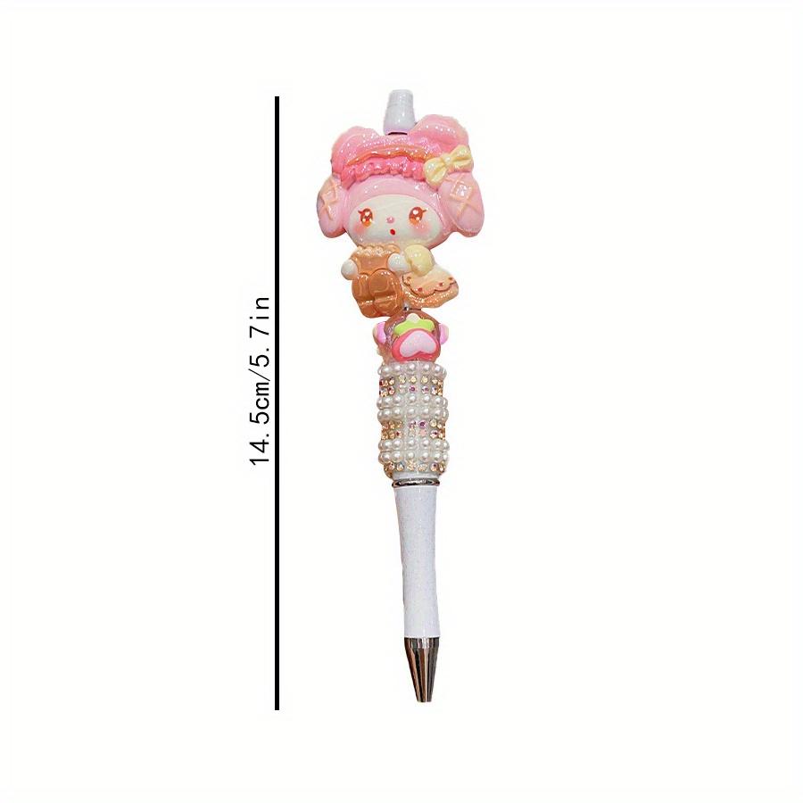 6pcs HelloKitty Sanrio Cartoon Anime Kuromi Water Diamond Rotating Neutral Pen Sanrio Beaded Ballpoint Pen Student Learning Supplies Gift Back