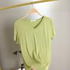 Damen V-Ausschnitt Kurzarm T-Shirt Lockerer Schnitt Pendler Freizeit Oberteil Einfarbige Modal Knitterfest Basis Layering T-Shirt Für Frühling Sommer Tägliche Kleidung