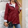 BITCED Autumn/Winter Detachable Hood Trench Coat Plus Size Women's Raincoat