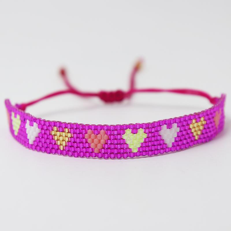 Braccialetto Boemo Fatto a Mano con Perline Miyuki per Donna – Gioiello Regolabile Multicolore con Design a Cuore, Accessorio con Perline Artigianale