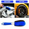 1pc Curved Handle Wheel Cleaning Brush with Soft Bristles & Reinforced Core - Multi-Surface Scrubber for Car Rims/Tires/Exterior