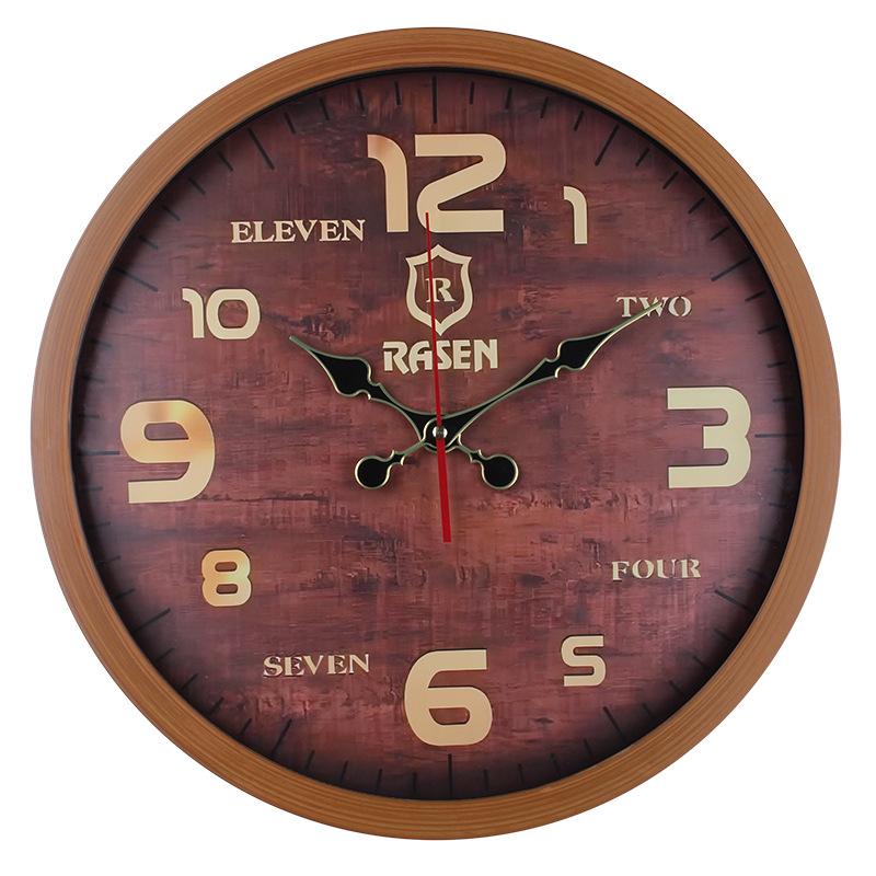 

Wood Grain Plastic Wall Clock Silent Modern Wall Clock Home Clock Living Room Creative Decoration Wall Clock 40CM [style] 2