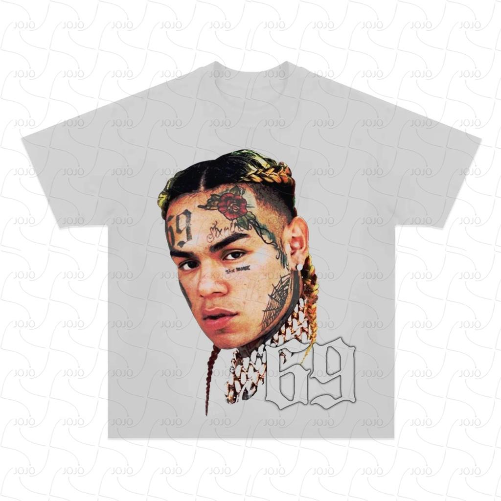 Gangsta Rapper 6ix9ine Retro Graphic Couple T-Shirt Men's Hip Hop 69 Clothing Y2k Unisex Fashion Oversize AJAX Top Gift for Fan