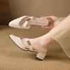 Fashion 2025 High Quality French Style Sandals Covering Half Slippers Women Outdoor Wear Summer New Style Thick Heel Shoes