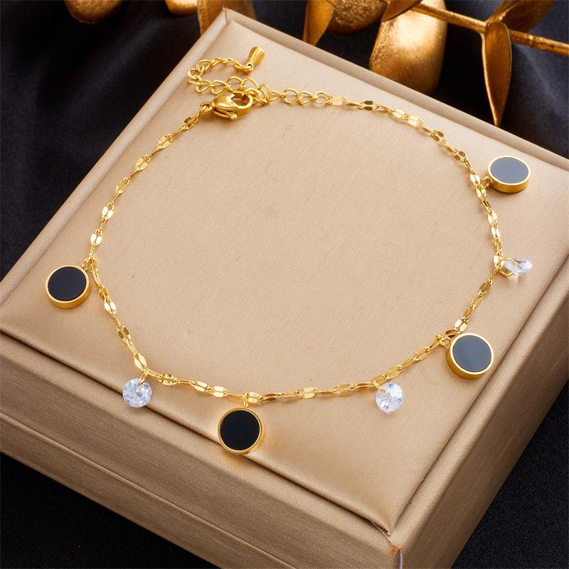 Fashion Niche Simple Versatile Titanium Steel Heart Butterfly Pearl Charm Anklet