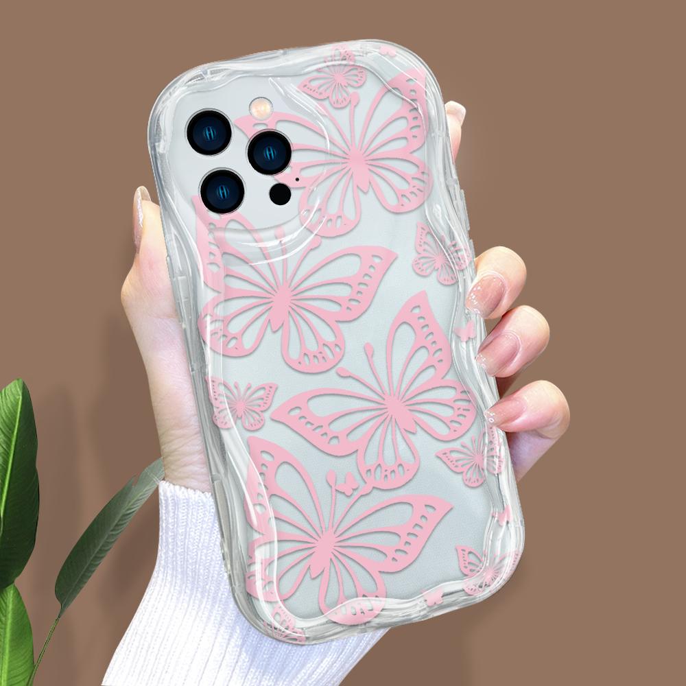 Cartoon Pattern Cream Texture Casing Wavy Edge Soft Silicone Cover Phone Case for IPhone Samsung Huawei Honor Xiaomi Redmi Infinix Tecno
