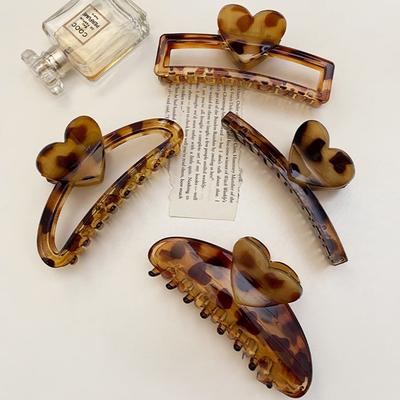 1pc Acid Leopard Print Claw Clip Large Size High-end Feeling Hair Clip for Women Rear of Head Bun Shark Clip Hairpin Headpiece