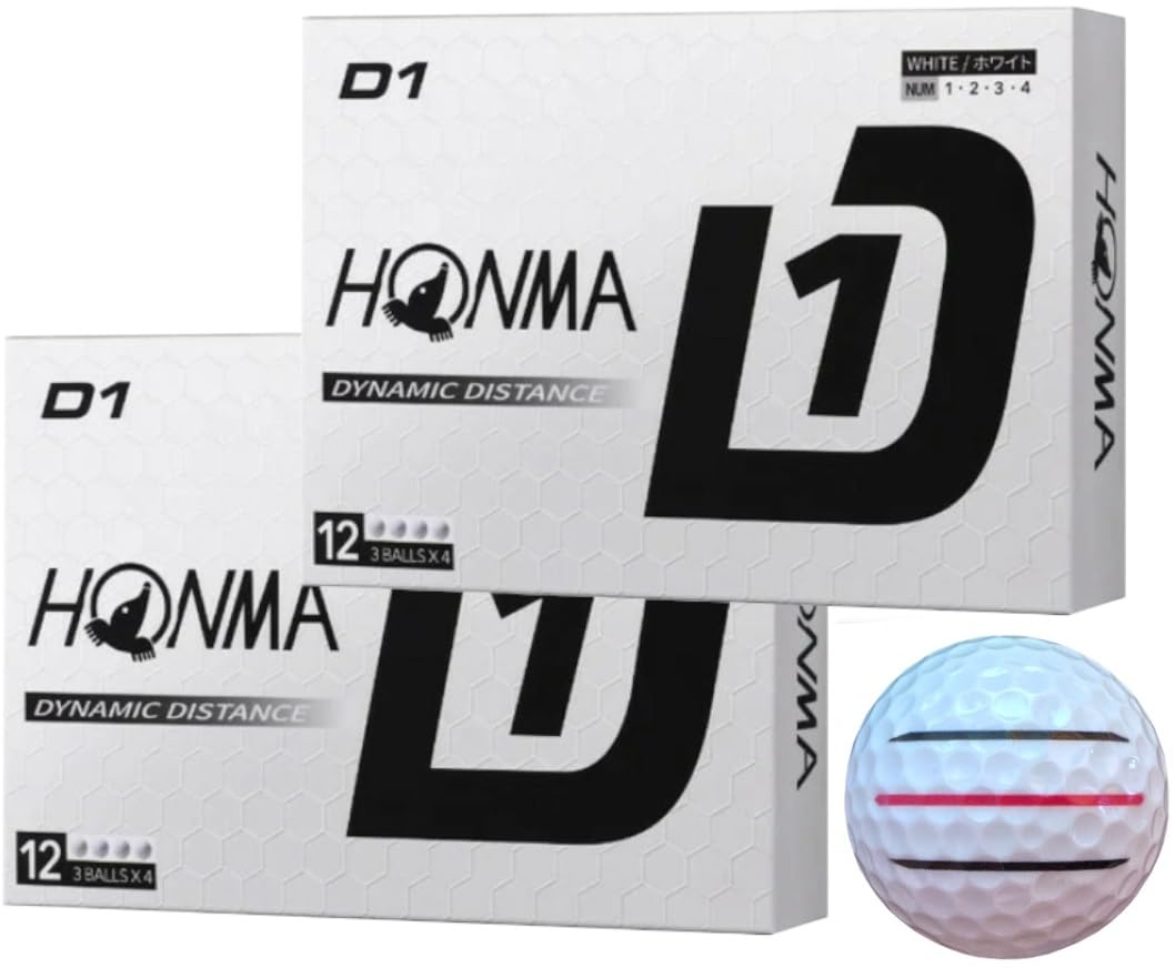 

[HapirakiGolf Line] Мяч для гольфа Honma Golf Honma D1 2024 с подкладкой (Белый 2 Дюжины3 Линии)