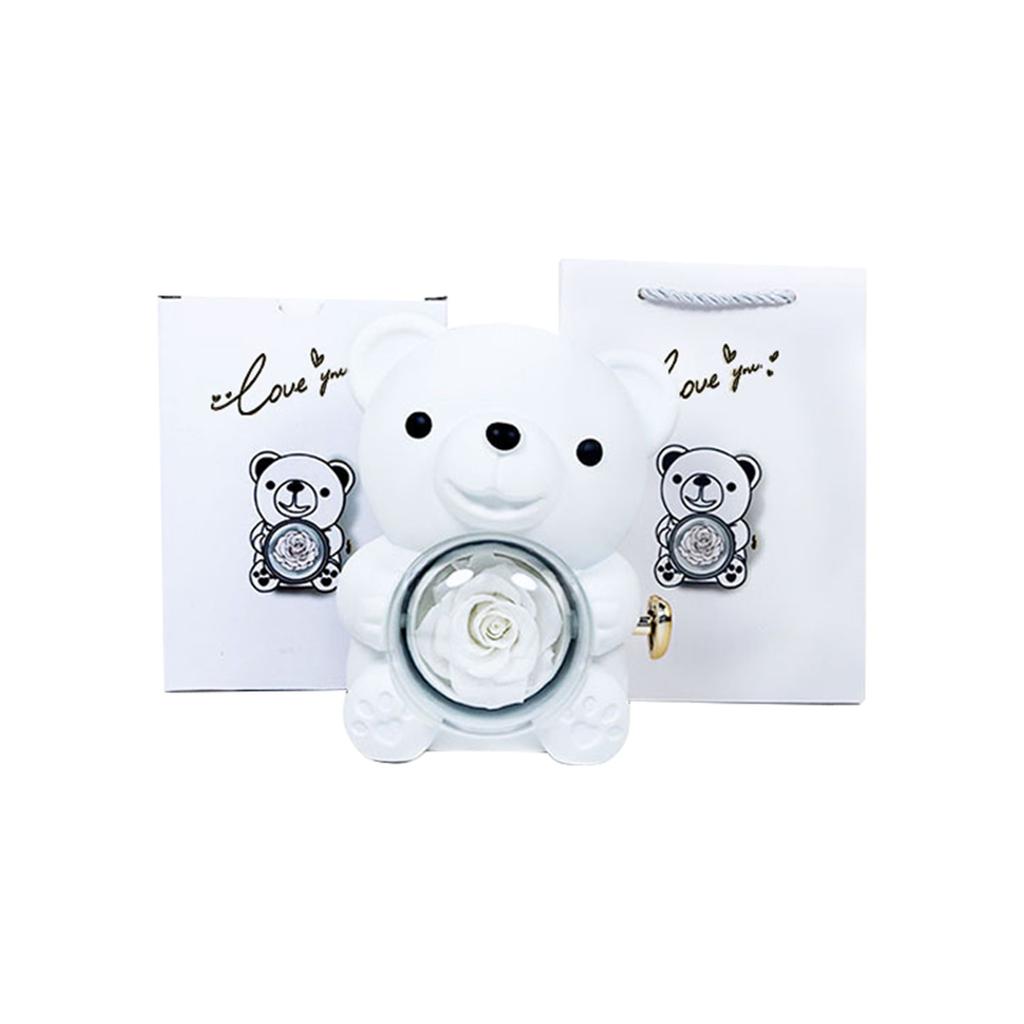 Romance Bear Box With Preserved Rose Elegant For Valentines' Day Mother's Day Weddings Anniversaries Various Color Romance Box