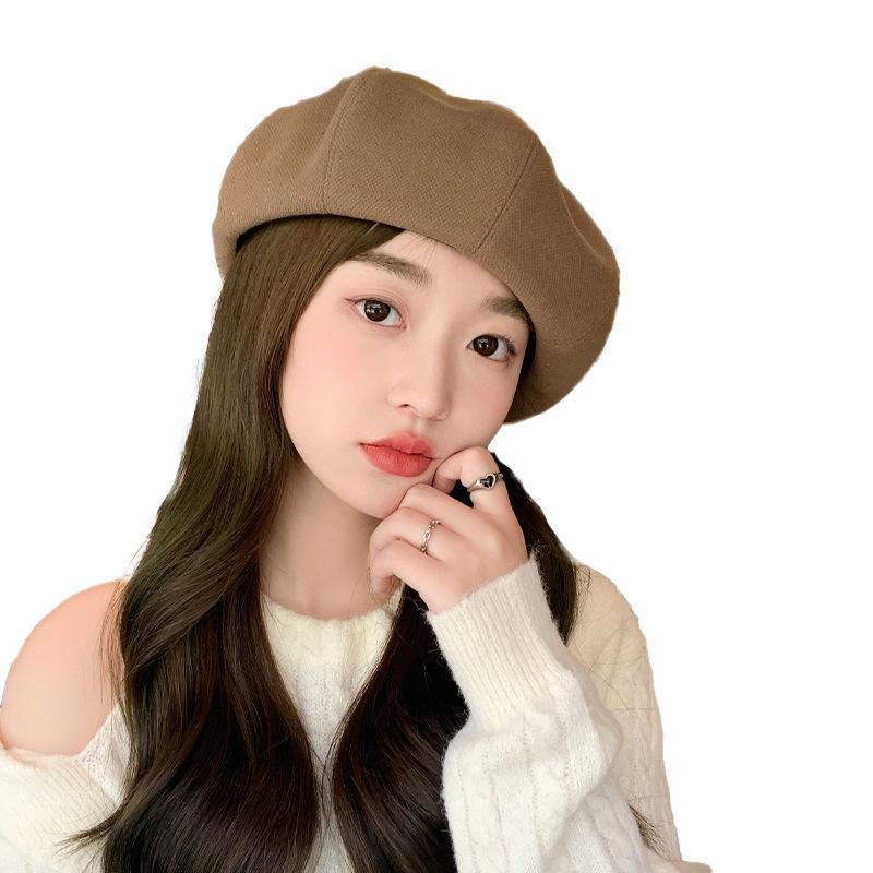 Black Beret Women Spring and Autumn Ins Internet Celebrity Painter Hat Women Summer Face Small Octagonal Hat Big Head Circumference