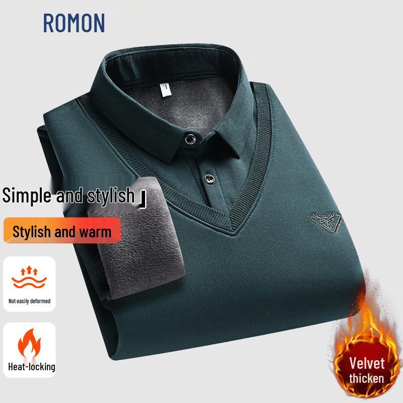 Romon Men s Faux Two-Piece Thermal Knit Sweater 4XL