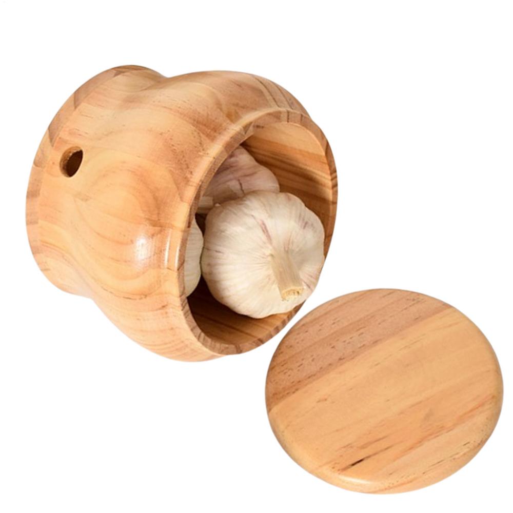 

Garlic Keeper For Counter Wood Onion Jar With Lid Garlic Keeper With Lid For Potato Ginger Lemon Kitchen Restaurant Dormitory