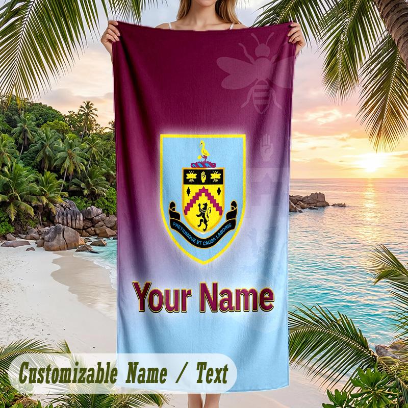 Beach Towel Burnley Football Print Custom Name Text Soft Towel for Swimming Pool