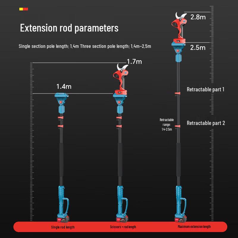 BAIPUXI Cordless Electric Telescopic Pole Pruning Saw CN Plug (adapter Included)