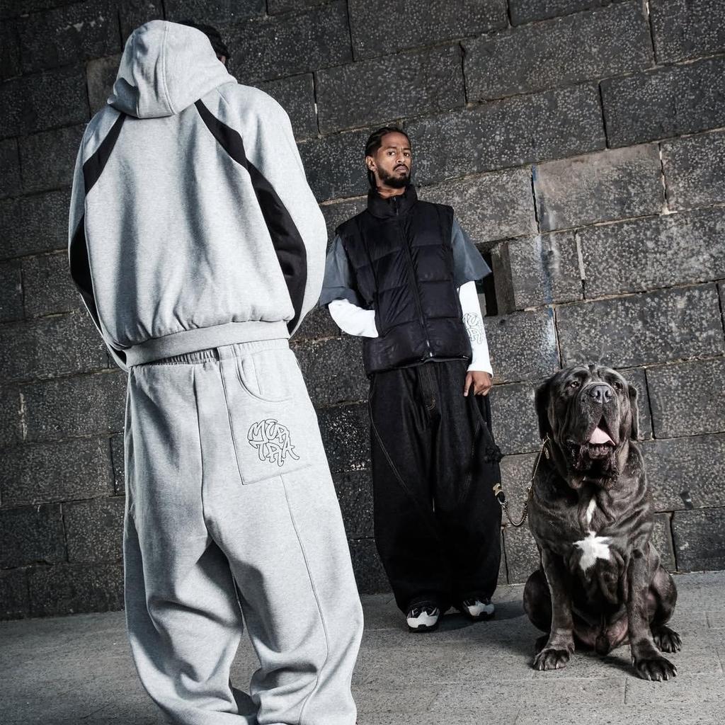 Mertra Patchwork Embroidered Velvet Unisex Batwing Hoodie & Loose Pants Set - Trendy Casual Wear