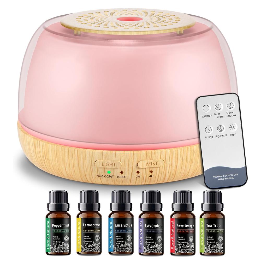 

Stylish Design Ultrasonic Aromatherapy Humidifier Essential Oil Diffuser with Remote Control 7-Color LED Lights 4 Timer Modes 500ml