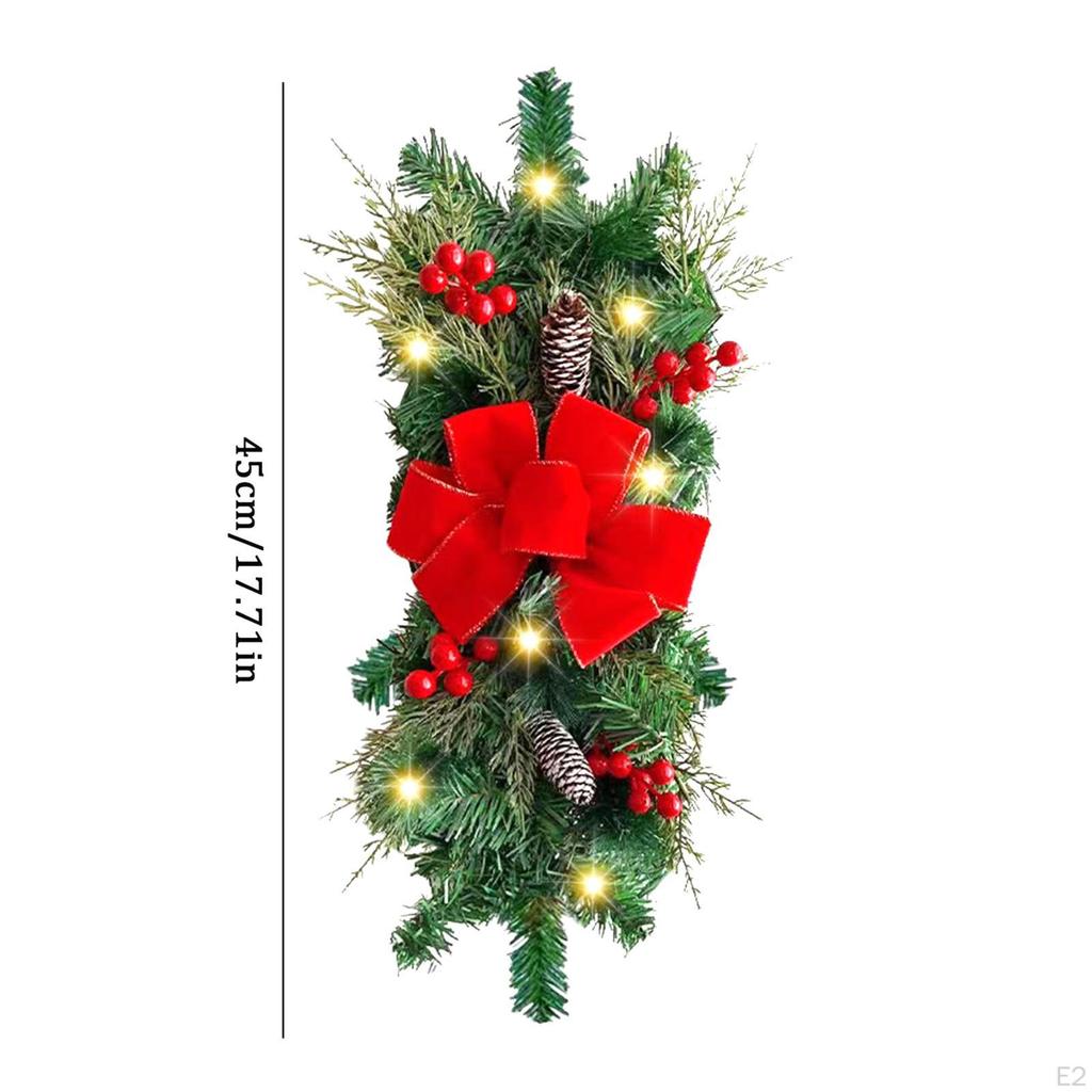 Artificial Simulation Garland with Light Christmas Wreath Pendant for Window Yard