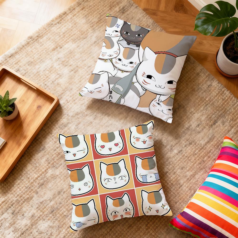 Anime Art Cute Cat N-Nyanko Sensei M-Madara Soft Pillowcase Sofa Home Living Room Bedside Decor Pillow Cover Gift Party Hogar