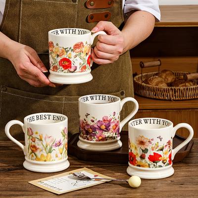 Original Retro Becher Home Keramik Wasser Tasse Büro Große Kapazität Kreative Paar Tasse Floral Souvenir