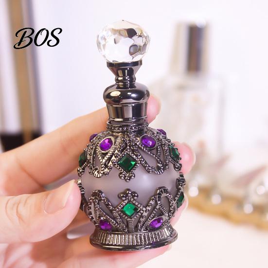 Portable Essential Oil Bottle 15ML Vintage Luxury Refillable Perfume Bottle, & Fragrance Glass Dispenser Dubai Arabian Style Empty Container