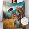 1pc Indian Pattern Flannel Throw Blanket | Soft And Warm, Suitable For Sofa, Home Leisure, Air Conditioning, Nap, Office Bed, Camping Travel