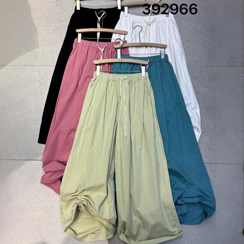 Summer 2023 Elastic High Waist Korean Style Plus Size Casual Wide Leg Pants for Women