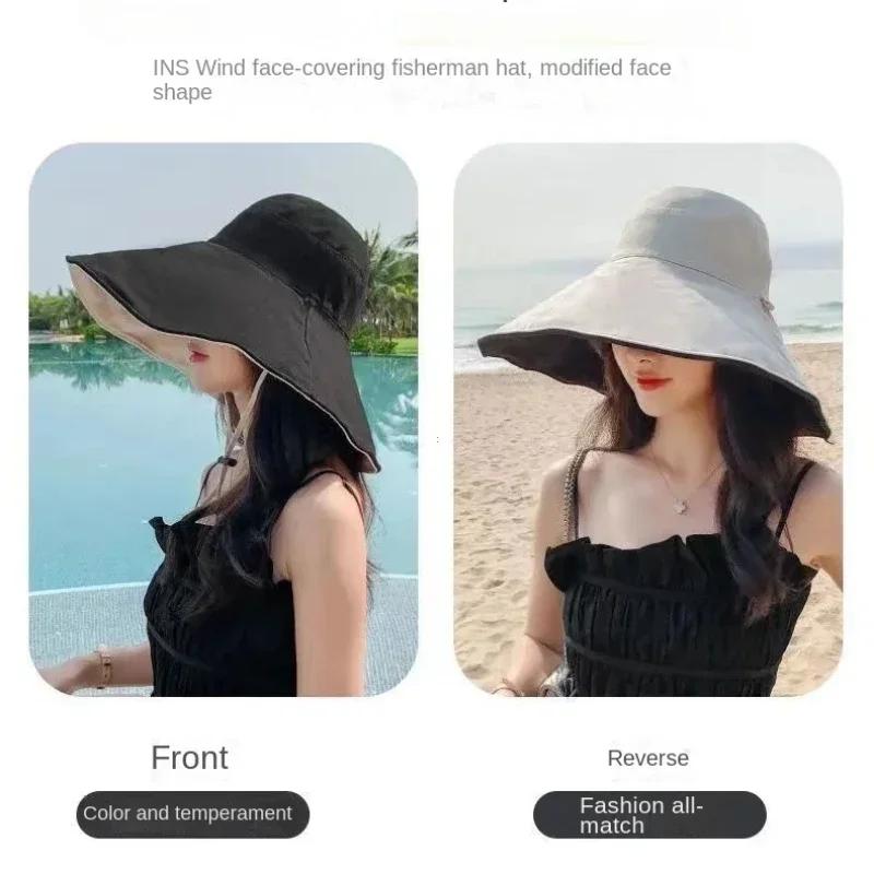 Wide Brim UPF 50+ Sun Hat Women Anti-UV Protection Hiking Fisherman Cap Fold Summer Solid Beach Hat  Double Sided Sun Hat