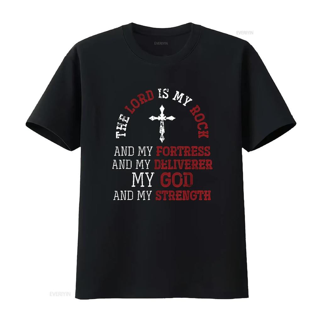 Womens My God And Strength Jesus Lord Devotee Bible Prayer T Shirt Black Large vintage Washed Casual Versatile Stretched homme