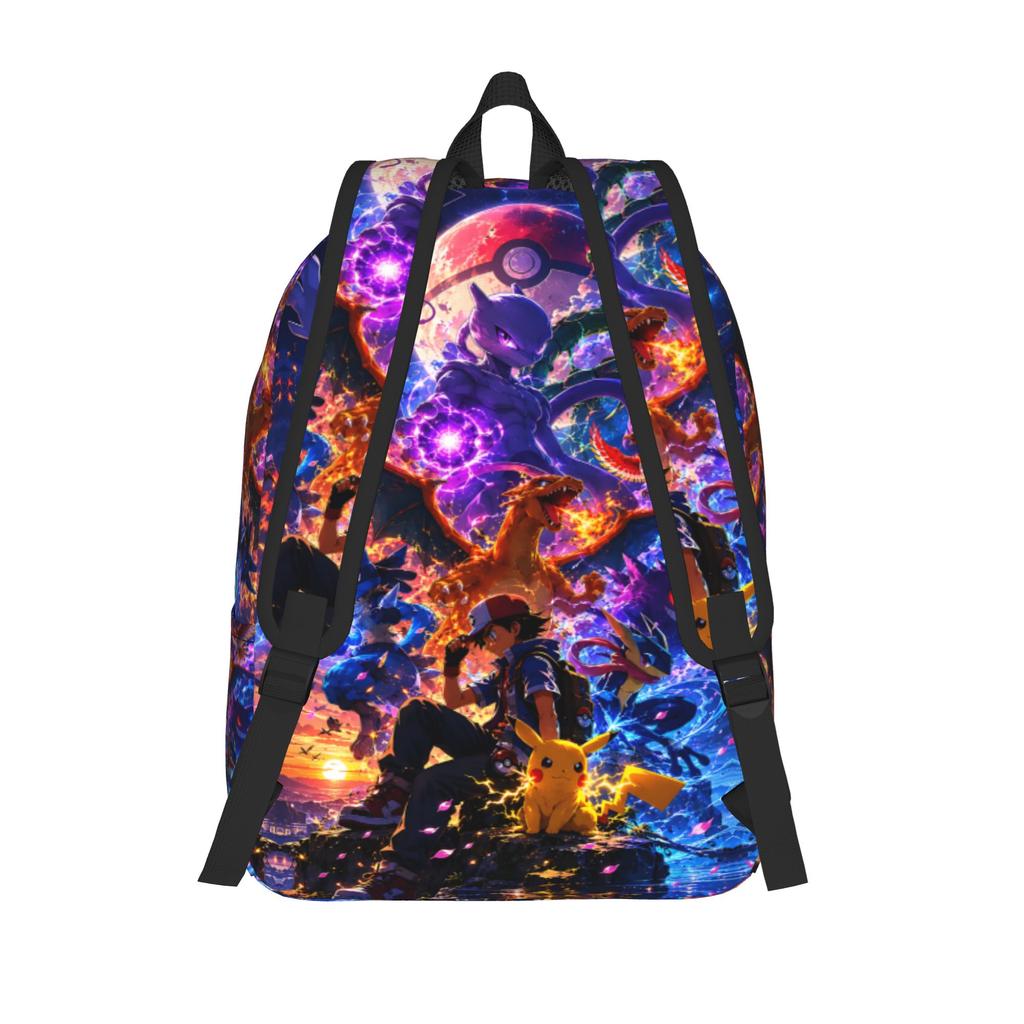 Fashion Pokemon Legend Creature Sunset Collage Backpack Mochilas Solid Outdoor Sturdy Shoulder Rucksack