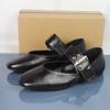 Fashion High Quality Women's Mary Jane Shoes Vintage Round Toe Soft Leather Black Decorative Strap Buckle Barefoot Flats for Female