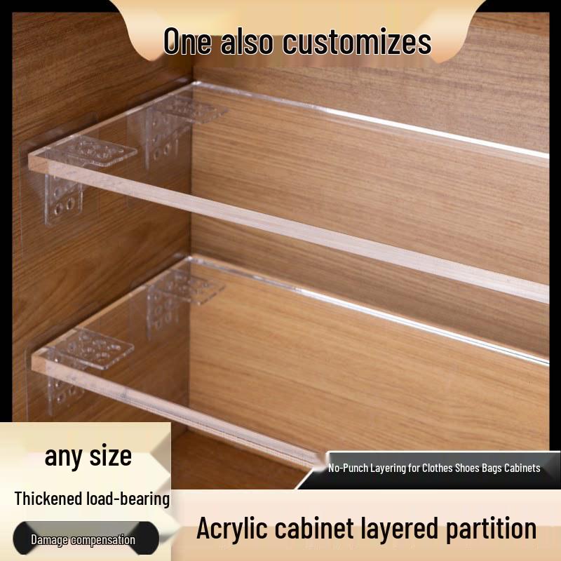 Acrylic No-Drill Shelf Divider for Wardrobes and Cabinets