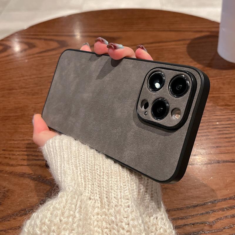 Husa din piele intoarsa mata Tpu pentru Iphone 15 Pro Max 14 13 12 11 Husa de telefon cu bratara rezistenta la socuri Husa de culoare simpla