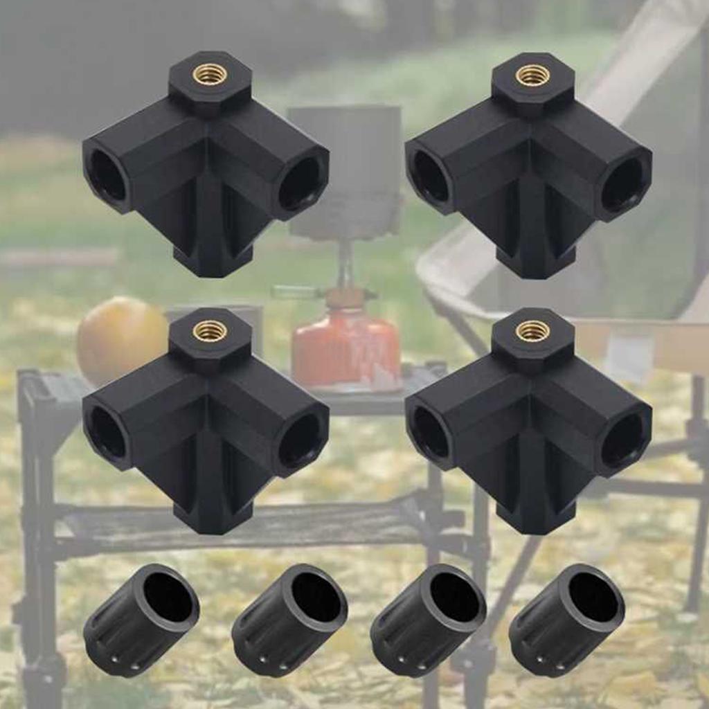 4pcs Table Feet Protectors with 4x Camping Tables Connectors Table Leg Cap Covers for Outdoor Activities Picnic BBQ