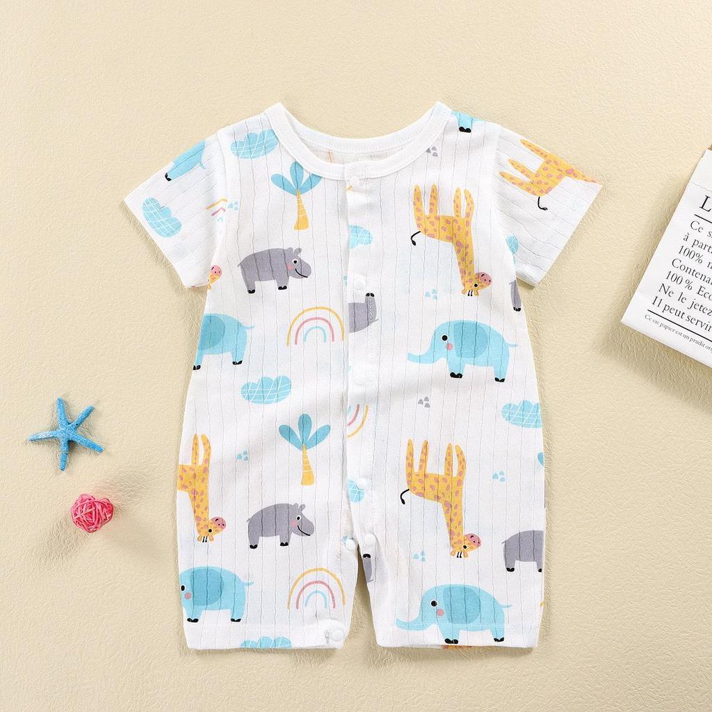 Newborn Cotton Short Sleeve Summer Romper: Open-Front Bodysuit for Boys & Girls