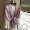Old Qian Feng Cashew Nut Silk Scarf Women'S Spring, Autumn Winter Collocation Baotou Neck Protector Hanging Beard Ethnic Style Scarf Cardigan Shawl